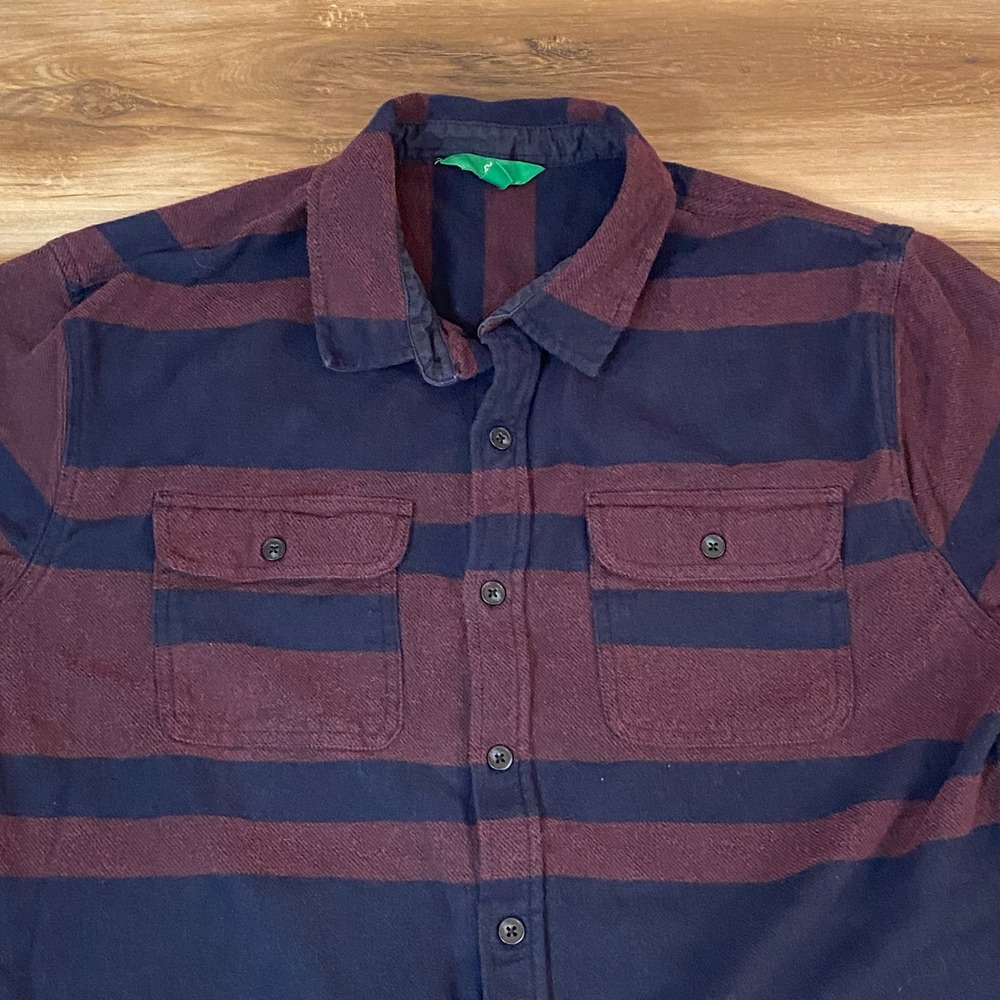 DIP Flannel Shirt Mens XL Long Sleeve Button Up Striped Casual